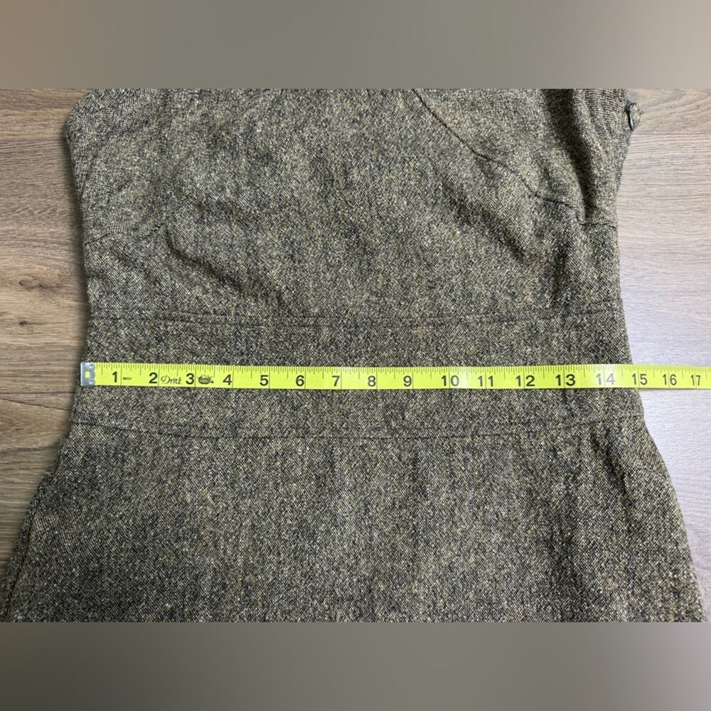 Club Monaco Tweed Sheath Dress Brown Wool Silk Blend Bow Neck Sleeveless Size 8 - Picture 10 of 11